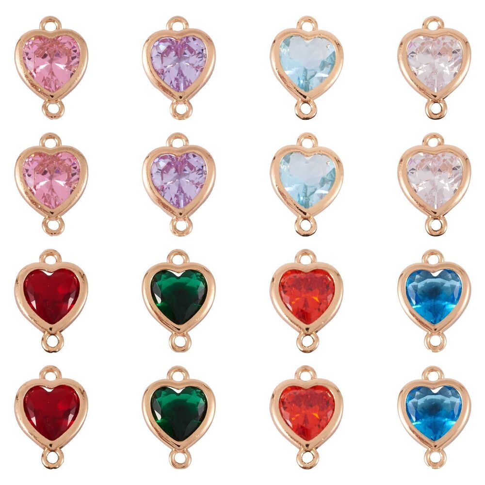 2670 Heart Glass Connector Charms Hearts Links Pendants Crystal Glass